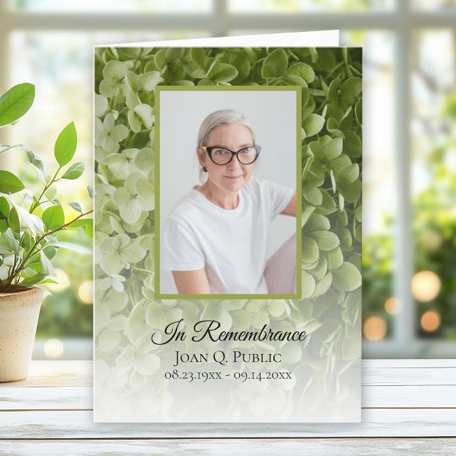 Grüne Hydrangea-Blumenbeerdigung geklappt Programm (Von Creator hochgeladen)