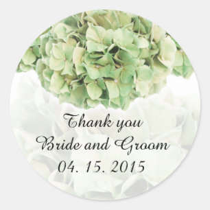 Grüne Hydrangea-Gastgeschenk Hochzeit Tags Hydrang Runder Aufkleber