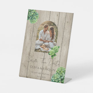 Grüne Hydrangeen-Hochzeitseinladung Sockelschild