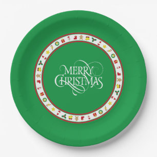 Grüne ikonische Weihnachtspapierplatte Pappteller