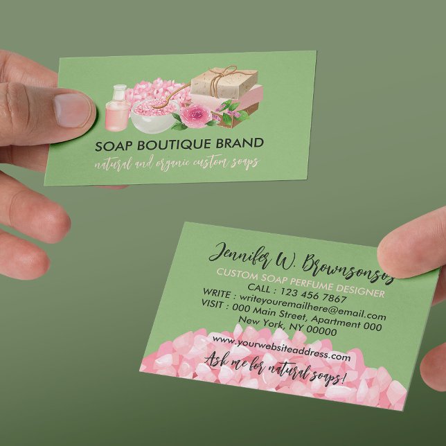 Grüne Illustration Handgefertigte Seife Visitenkarte (Green Illustration Handmade Craft Soap Business Card)
