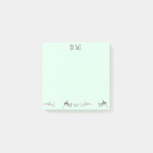 Grüne Illustration lebendiger Meereshaie Post-it Klebezettel