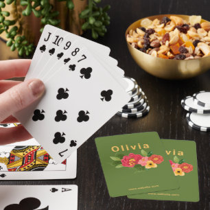 Grüne illustrierte Blume mit individuellem Namen Spielkarten