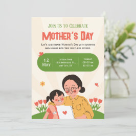 Grüne Illustrierte Muttertag einladen Einladung