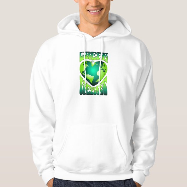 GRÜNE IM HERZEN Öko umweltfreundlich Retro Hoodie (Vorderseite)