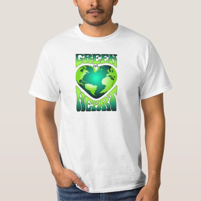 GRÜNE IM HERZEN Öko umweltfreundlich Retro T-Shirt (Vorderseite)