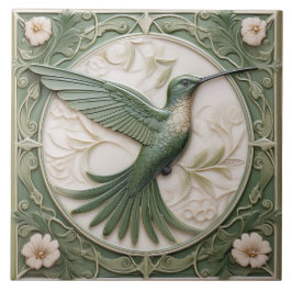 Grüne Imitate im Jugendstil Hummingbird R Fliese