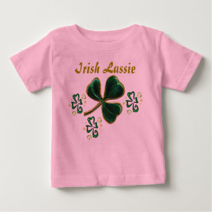 Grüne Imitate Velvet Clover Irish Lassie Baby T-shirt