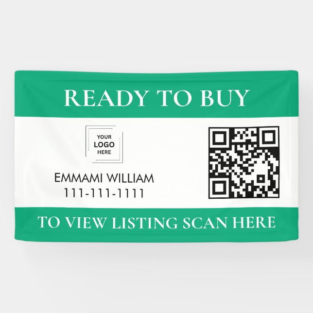Grüne Immobilien-QR-Code-Open-House-Banner Banner (Horizontal)
