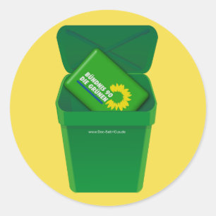 Grüne in die Tonne! Satire! - Runder Aufkleber