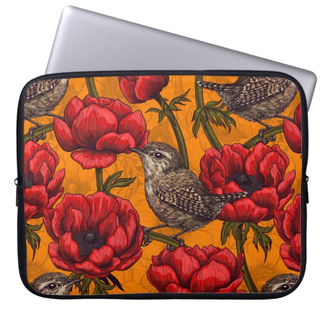 Grüne in einem roten Anemonengarten Laptopschutzhülle (Vorderseite)