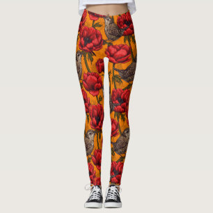 Grüne in einem roten Anemonengarten Leggings