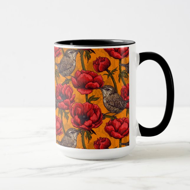 Grüne in einem roten Anemonengarten Tasse (Rechts)