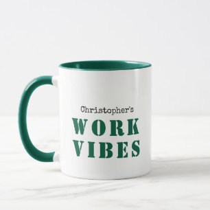 GRÜNE INDIVIDUELLE NAME- UND TEXTWORTVIBES TASSE