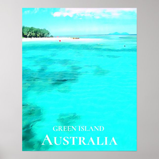 Grüne Insel Great Barrier Reef Australien Reise Poster (Vorne)