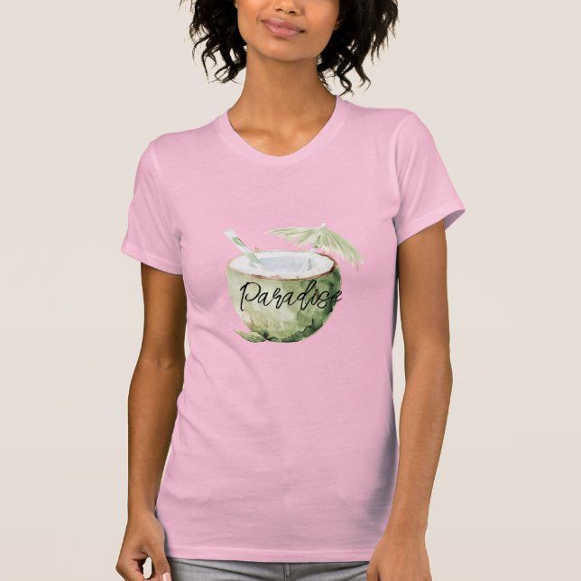 Grüne Insel Kokosparadies T-Shirt (Vorderseite)