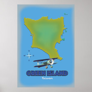 Grüne Insel Taiwan Reiseplakat. Poster