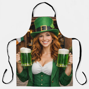 Grüne irische Bier-All-Over-Druck-Schürze Schürze