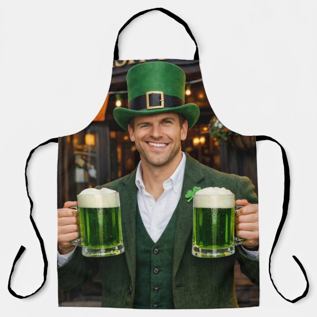 Grüne irische Bier-All-Over-Print-Schürze Nummer 2 Schürze (Vorderseite)