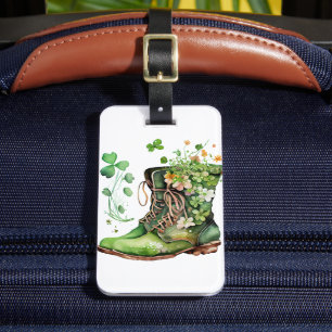 GRÜNE IRISH ARBEITSBOOTE MIT KLEEBLATTS BLUME GEPÄCKANHÄNGER