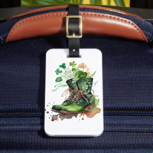 GRÜNE IRISH ARBEITSBOOTE MIT KLEEBLATTS BLUME GEPÄCKANHÄNGER