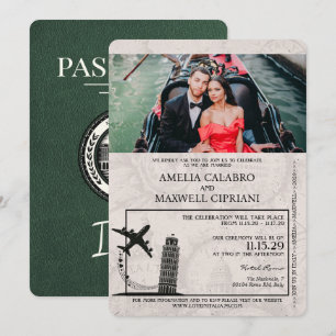 Grüne Italien-Pass-Hochzeitseinladung Einladung