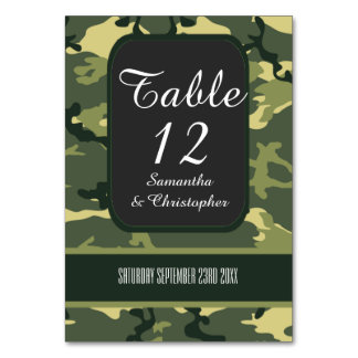 Grüne Jagd oder Hochzeit von militärischen Camoufl Tischnummer