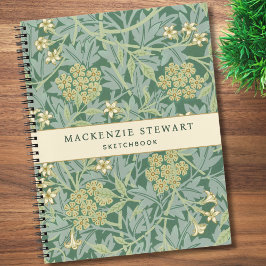 Grüne Jasmin-Botanik-Pattern-Skizzenbuch Notizbuch