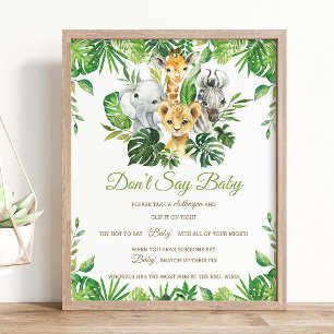 Grüne Jungle Animals Dusche Say Baby Game nicht Poster