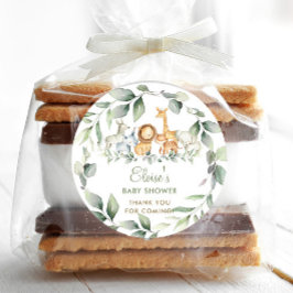 Grüne Jungle Animals Kinderdusche Danke Runder Aufkleber