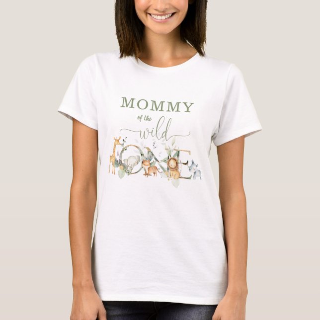 Grüne Jungtiere Mommy Wild 1. Geburtstag T-Shirt (Vorderseite)