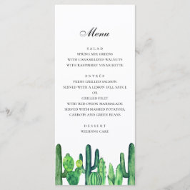 Grüne Kakteen Hochzeitsmenü. Speisekarte Cacti Menükarte