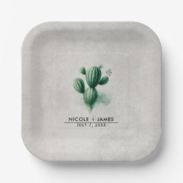 Grüne Kakteen Südwest Hochzeit Pappteller