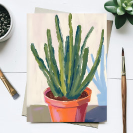 Grüne Kakteenpflanze Aquarellmalerei Postkarte