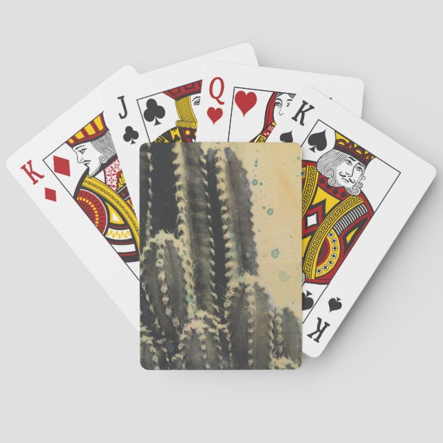Grüne Kaktus auf gelbem Hintergrund Spielkarten (Rückseite)