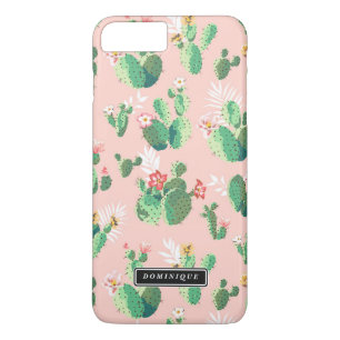Grüne Kaktus Muster Pink iPhone Case