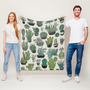 Grüne Kaktusmusterdecke Fleecedecke