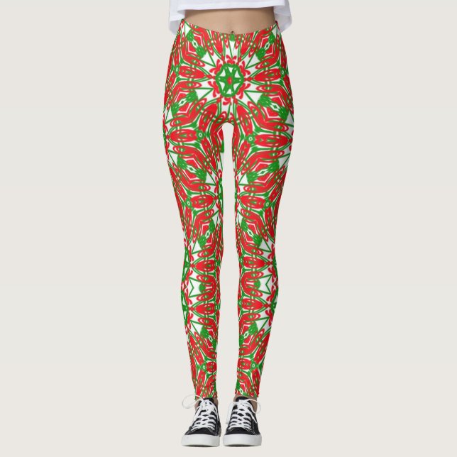 Grüne Kaleidoskope Leggings (Vorderseite)