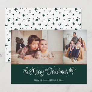 Grüne Kalligrafie Frohe Weihnachten Fotokarten