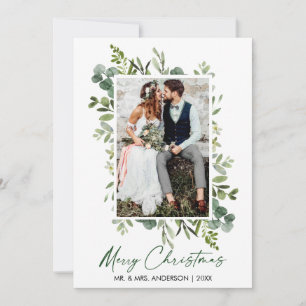 Grüne Kalligrafie Grüne Hochzeit von Aquarellfarbe Feiertagskarte