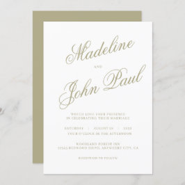 Grüne Kalligrafie-Hochzeit zeitgenössischer Zeitun Einladung