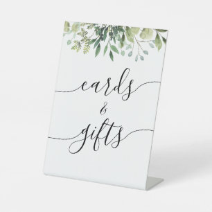 Grüne Kalligrafie-Hochzeitskarten und -Geschenke Sockelschild