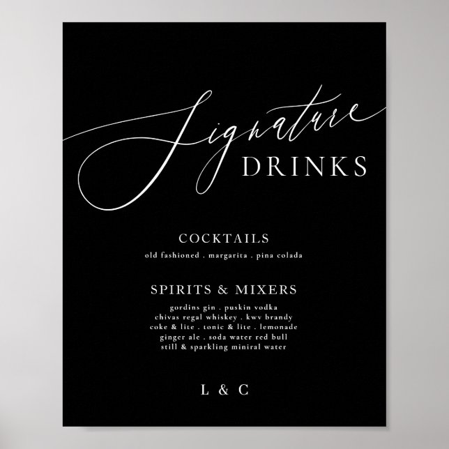 Grüne Kalligraphie Hochzeitstichtrinks Poster (Vorne)