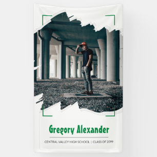 Grüne kantige abstrakte Pinselstrich-Foto-Abschlus Banner