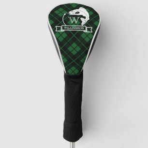 Grüne Karierte Fische und Haken Monogramm Golf Headcover