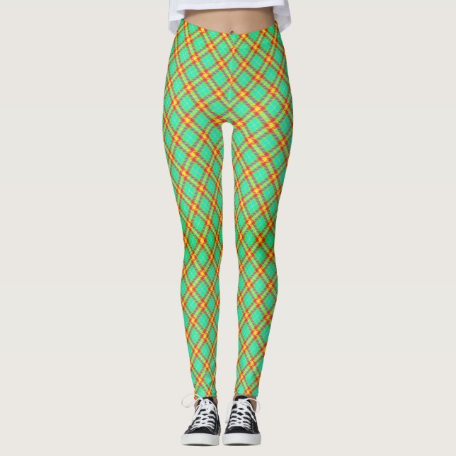 Grüne Karierte Leggings (Vorderseite)