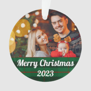 Grüne Karierte Personalisierte Weihnachtsschmuck Ornament