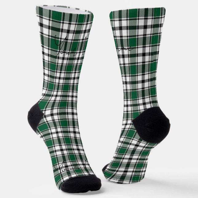 Grüne Karierte Socken mit dem Namen HAMbWG (Gewinkelt)