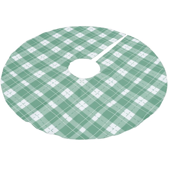 Grüne Karierte Weihnachtsbaumdecke. Polyester Weihnachtsbaumdecke (Schrägansicht)
