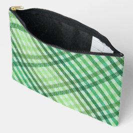 Grüne Karo-Druck-Kosmetiktasche Zubehörtasche